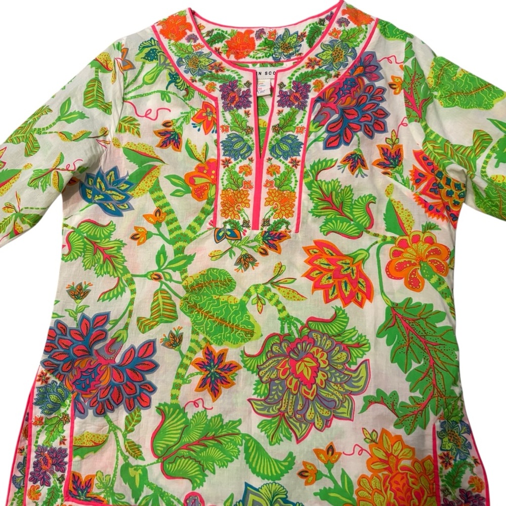 Gretchen Scott - Glorious Split Neck Tunic in Multi Bright, Sz S - Picture 11 of 13